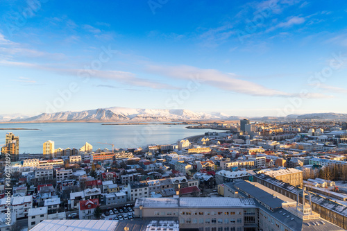 View of Reykjavik from the top of the Hallgrimskirkja Cathedral © klenger