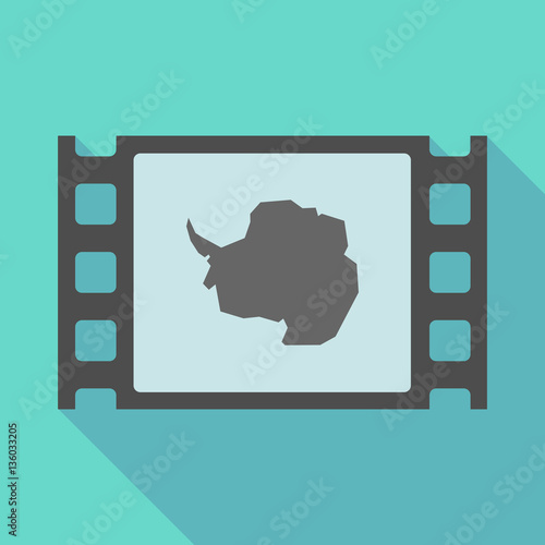Long shadow film frame with  the map of  Antarctica
