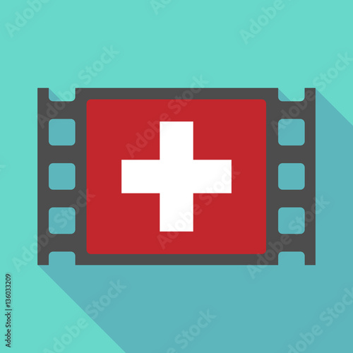 Long shadow film frame with   the Swiss flag