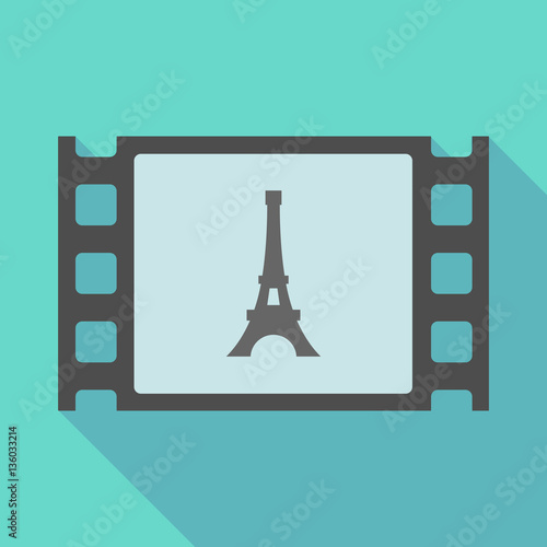 Long shadow film frame with   the Eiffel tower