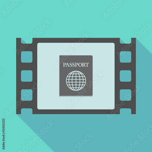 Long shadow film frame with  a passport