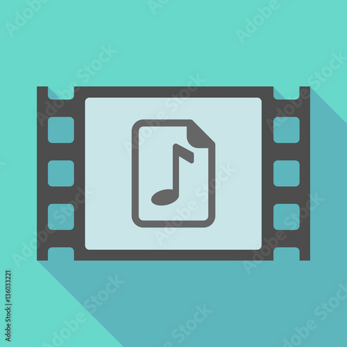 Long shadow film frame with  a music score icon