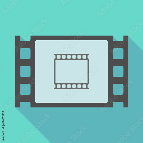 Long shadow film frame with   a photographic 35mm film strip