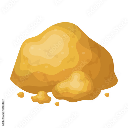 Golden ore icon in cartoon style isolated on white background. Precious minerals and jeweler symbol stock vector illustration.