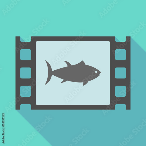 Long shadow film frame with  a tuna fish