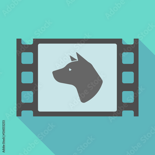 Long shadow film frame with  a dog head