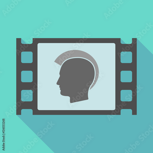 Long shadow film frame with  a male punk head silhouette