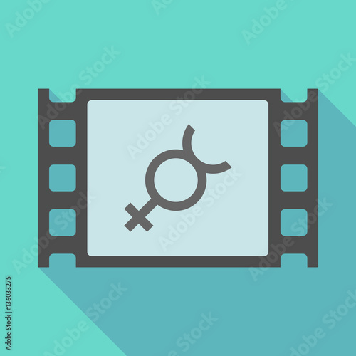 Long shadow film frame with  the mercury planet symbol