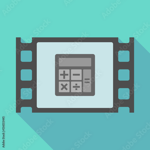 Long shadow film frame with  a calculator