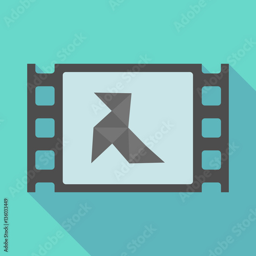 Long shadow film frame with  a paper bird