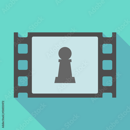 Long shadow film frame with a  pawn chess figure