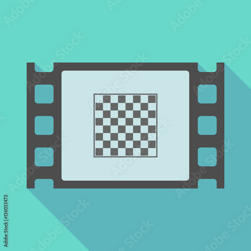 Long shadow film frame with  a chess board