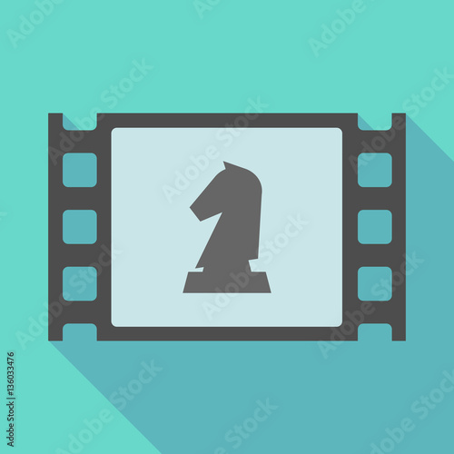 Long shadow film frame with a  knight   chess figure