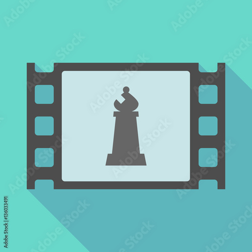 Long shadow film frame with a bishop    chess figure