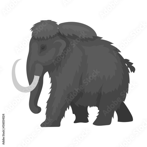 Mammoth icon in monochrome style isolated on white background. Dinosaurs and prehistoric symbol stock vector illustration.