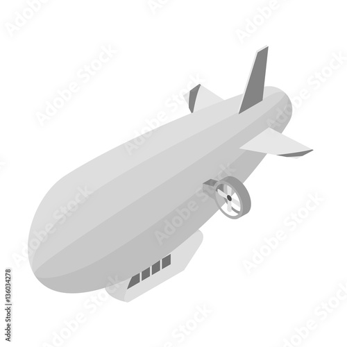 Airship icon in monochrome style isolated on white background. Transportation symbol stock vector illustration.