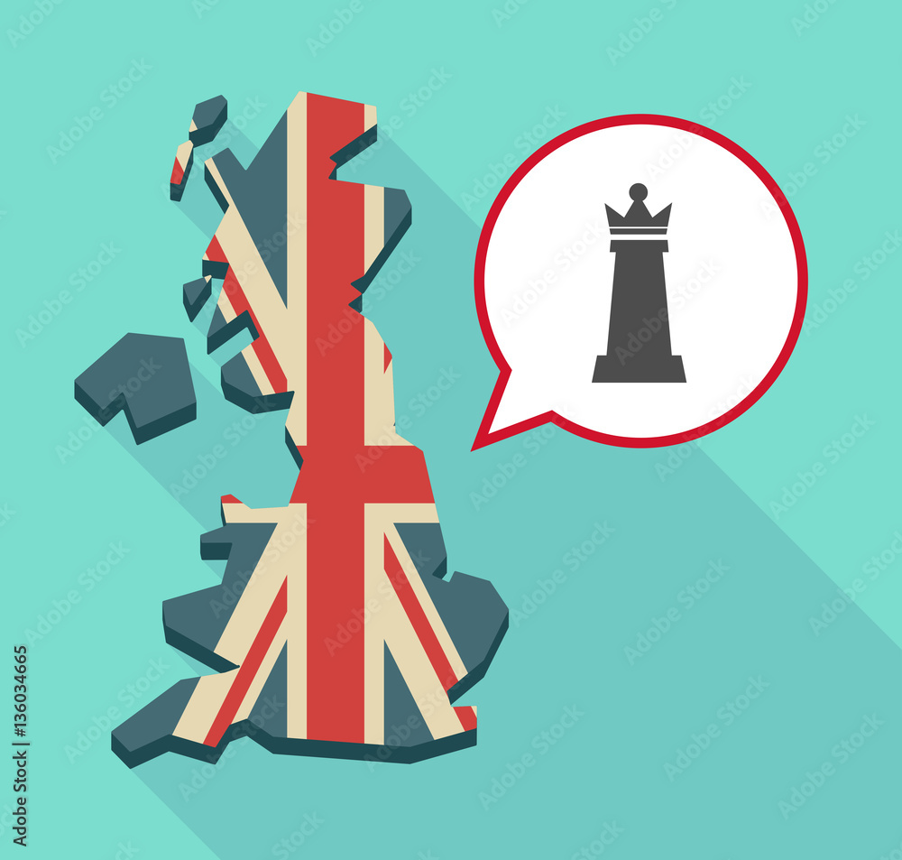 Map of UK with a queen chess figure Map of UK with a queen chess figure