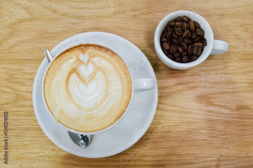 Latte art tulip and beans
