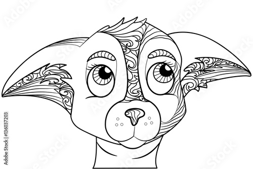 Zentangle stylized doodle ornate vector of chihuahua dog head.