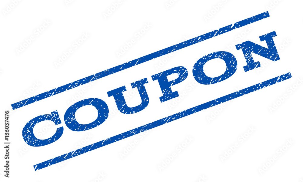Coupon watermark stamp. Text tag between parallel lines with grunge