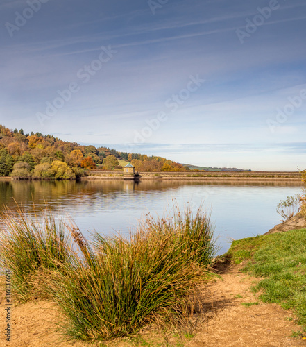 Fernilee reservoir on a beautiful Autumn afternoonin the Goyt Valley  peak district  Cheshire  UK.