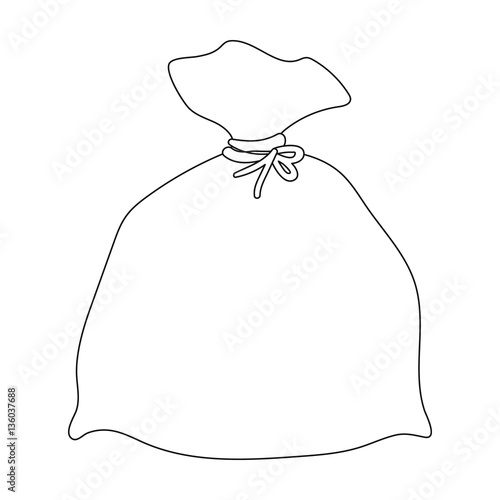 Garbage bag icon in outline style isolated on white background. Cleaning symbol stock vector illustration.