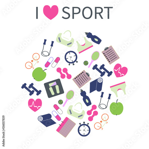 I love sport illustration. Healthy lifestyle icons.