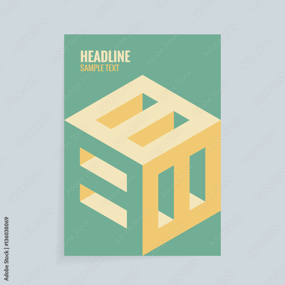 A4 vector isometric cover design template for booklet, brochure or book. A4 vector isometric cover design template for booklet, brochure or book.