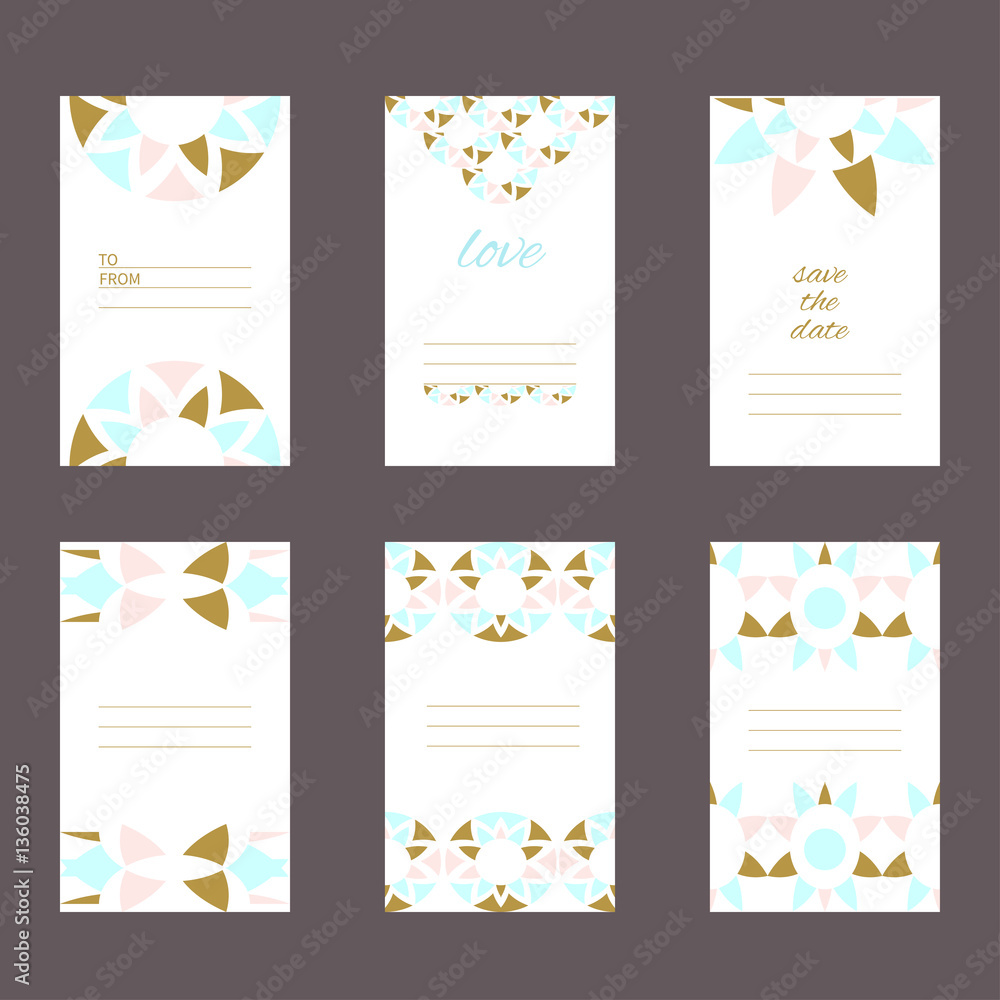 Set of cute universal cards. Vector illustration.