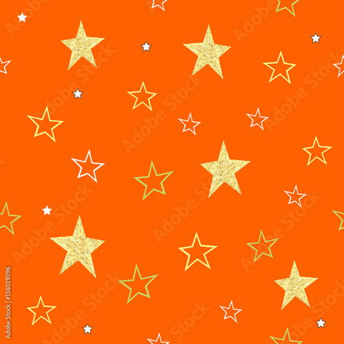 Gold stars seamless pattern.