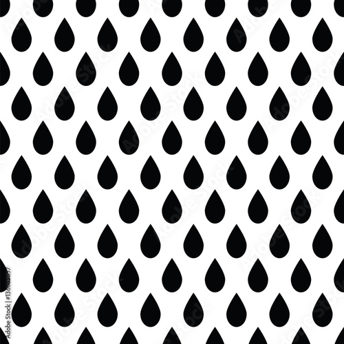 Geometric  monochrome abstract seamless pattern with drops