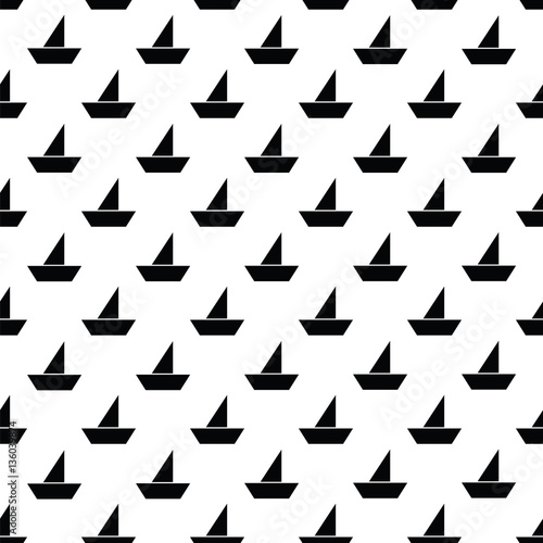 Geometric  monochrome abstract seamless pattern with sailboats