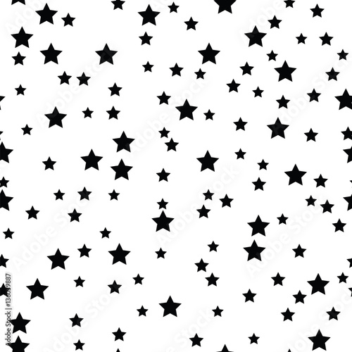 Geometric  monochrome abstract seamless pattern with stars