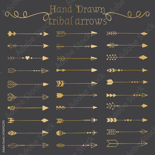 Hand drawn arrows set.