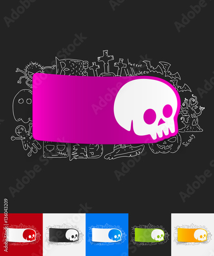 skull paper sticker with hand drawn elements