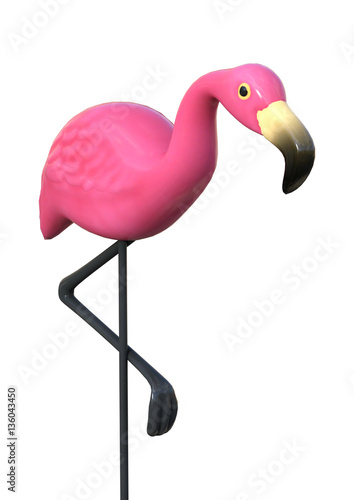 3D Rendering Pink Flamingo on White photo