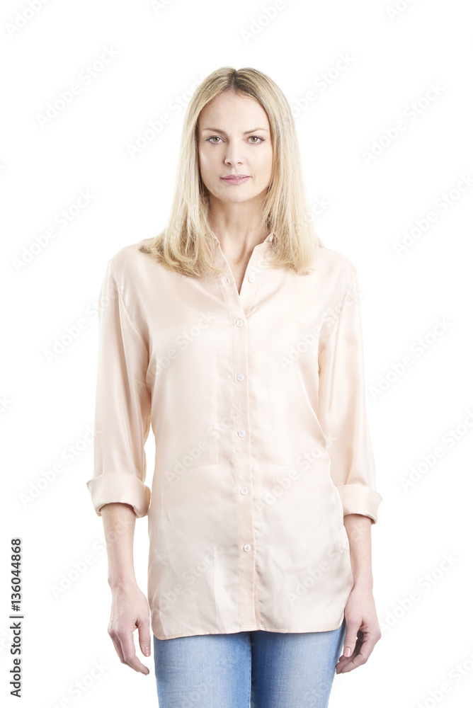 Female portrait. Shot of a confident mature woman standing against at white background. Female portrait. Shot of a confident mature woman standing against at white background.