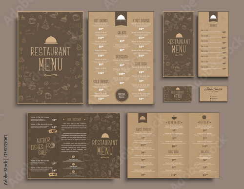 Design A4 menu, retro folding brochures, flyers for restaurant