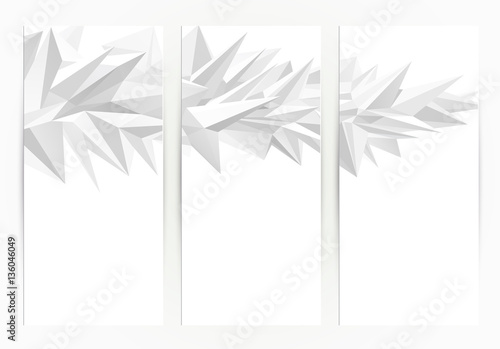 Three banners. Abstract geometric group of triangle elements for design on the white background.