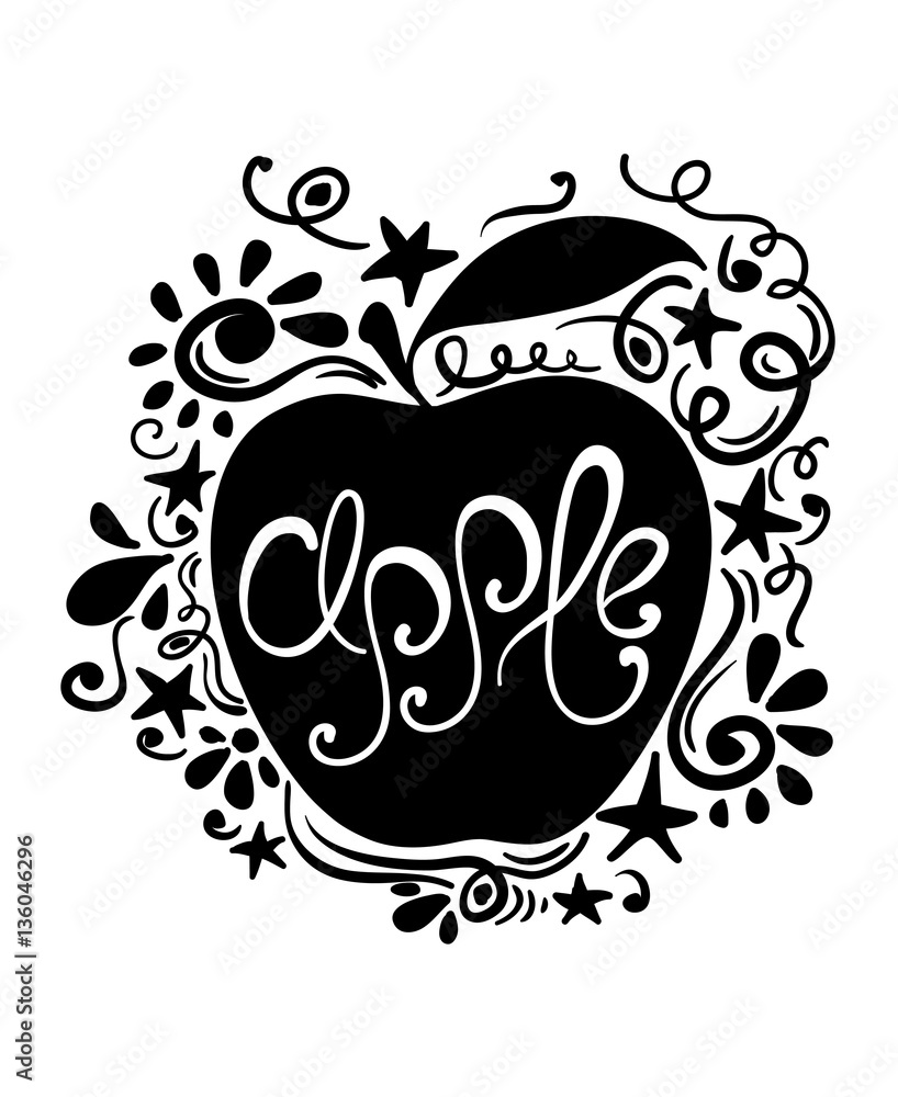 Illustration Of Apple Silhouette And Pattern. Illustration Of Apple Silhouette And Pattern.