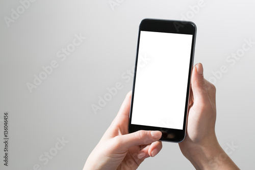 mockup hands phone mock up screen holding display blank white