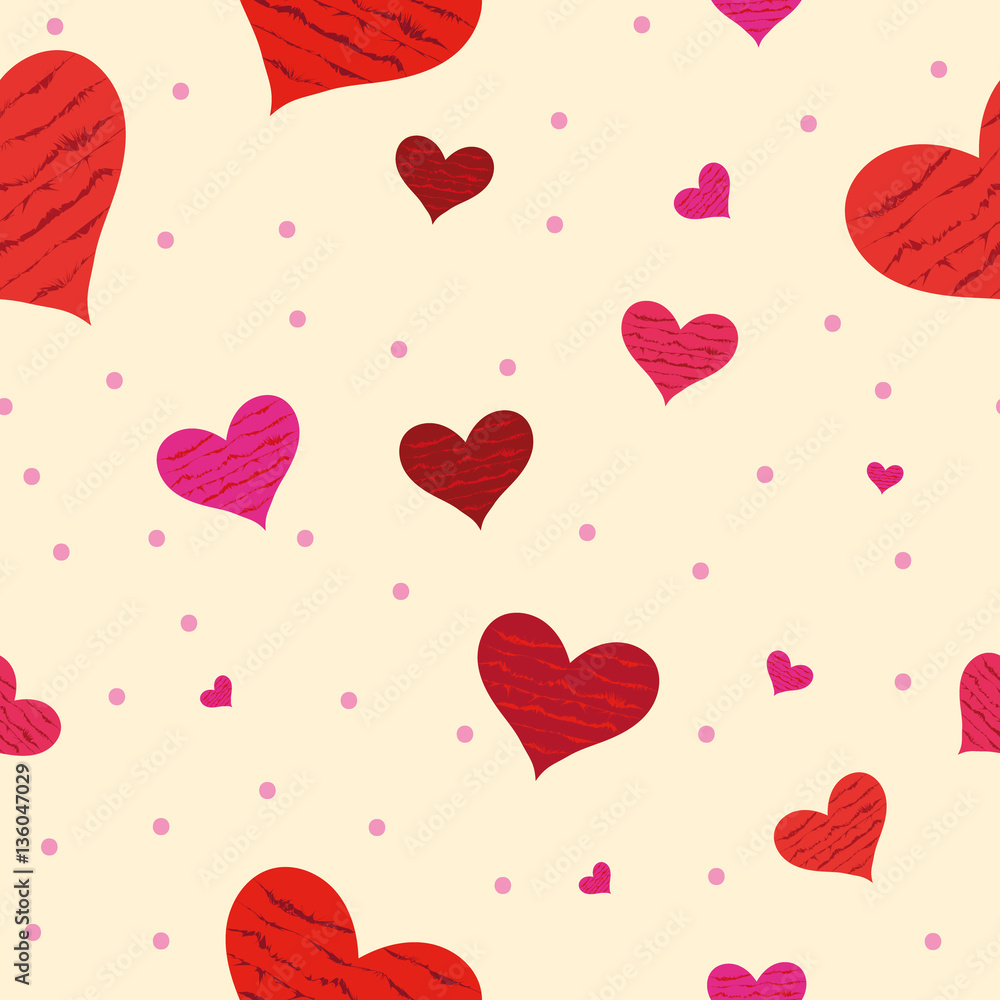 Red hearts Background Seamless pattern