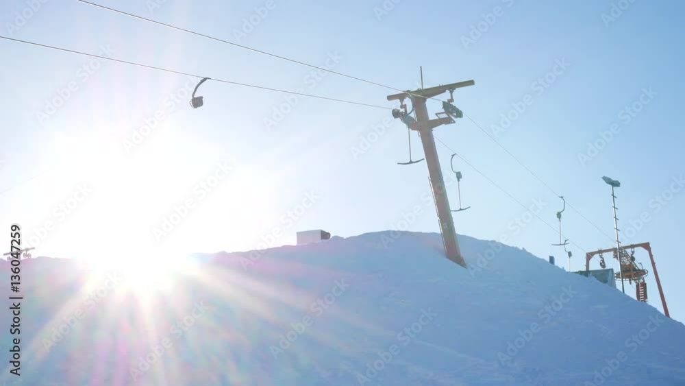 Ski lifts. Summy winter day. 4k video resolution. Ski lifts. Summy winter day. 4k video resolution.
