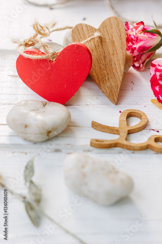 Two hearts and message Love