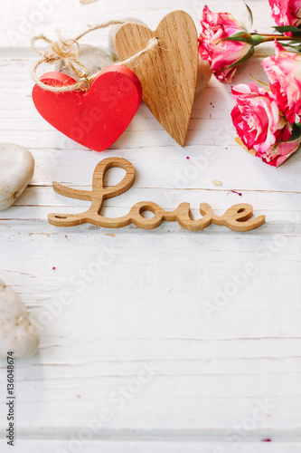 wooden word LOVE with the r...