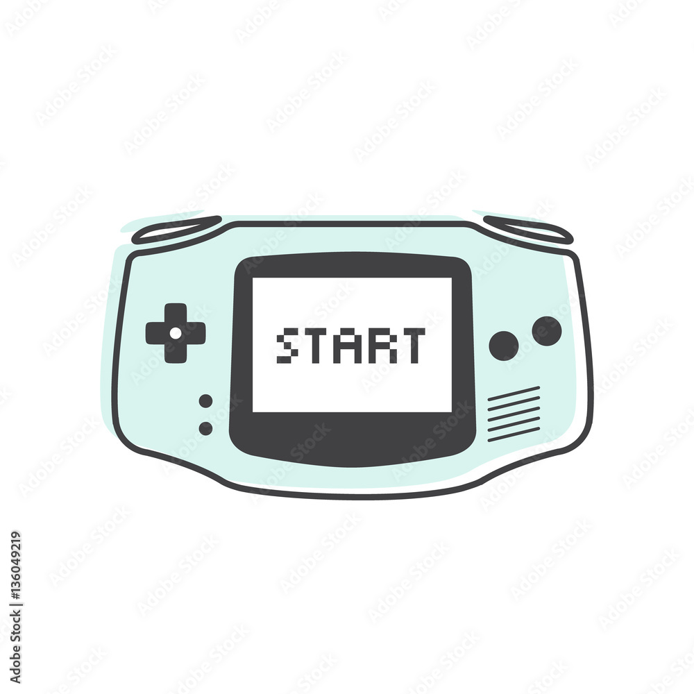 Fototapeta premium Vector Icon Style Illustration of Old School Game Pad Joystick Controller Family, Isolated Fully Editable Object, Start Button