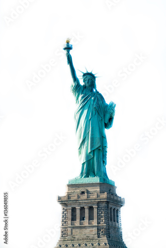 Statue of Liberty in New York. Front view isolated on white