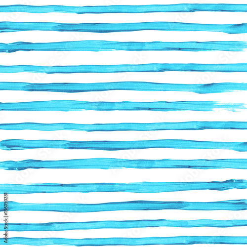 Blue watercolor striped background. Texture drawing by hand. Abstract illustration with horizontal lines.