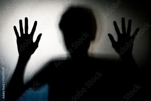 person shadows with Frosted glass - violations concept background