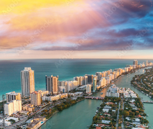 Aerial view of Miami Beach skyline, Florida © jovannig